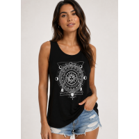Baskılı Siyah Askılı T-shirt