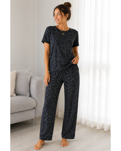 Pamuklu Kaşkorse Çiçekli Pijama Takımı